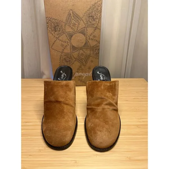 Free People Sz 40(US10)-Leila Heeled Suede Cognac Mule NEW IN BOX!