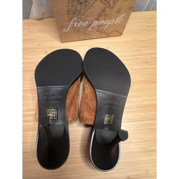 Free People Sz 40(US10)-Leila Heeled Suede Cognac Mule NEW IN BOX!
