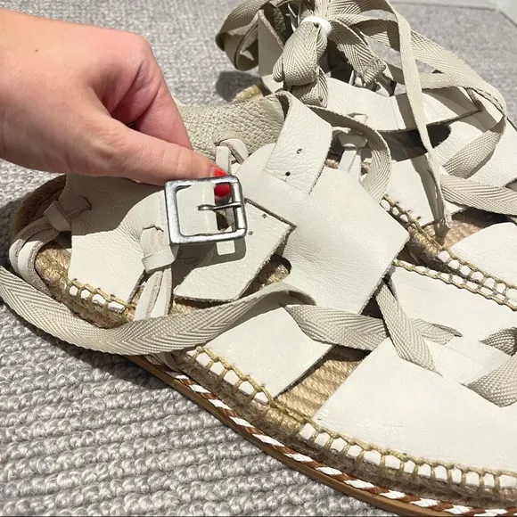 Free People x Matisse Tabi Tie Sandals in Cream