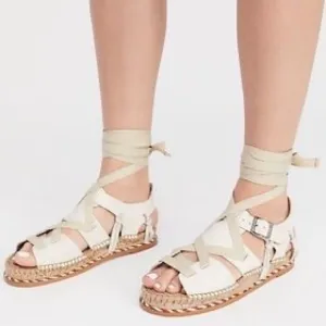 Free People x Matisse Tabi Tie Sandals in Cream