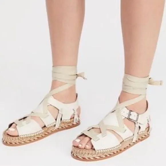 Free People x Matisse Tabi Tie Sandals in Cream
