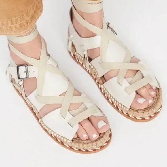 Free People x Matisse Tabi Tie Sandals in Cream