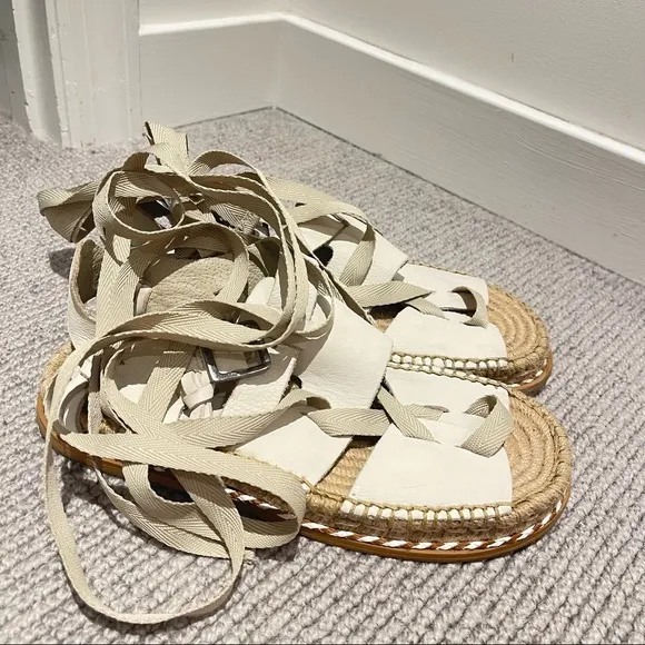 Free People x Matisse Tabi Tie Sandals in Cream