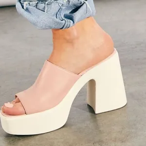 FREE PEOPLE 'Zoe' Platform Slide Sandal in Pink Size 9/40