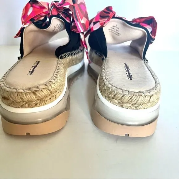 Free People Chapmin Printed Bow Espadrille Platform Slide Sandals 8.5 (39) NIB