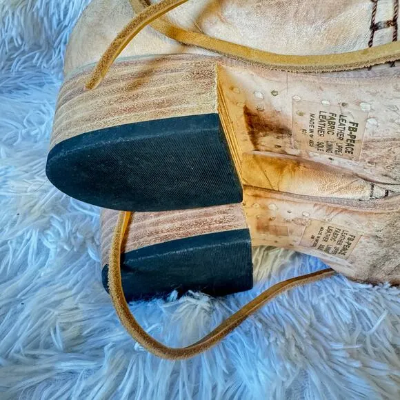 Freebird by Steven Peace Lace Up Sandal Shoe Natural Leather Women's Size 9.5