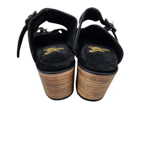 Freebird Slide on Chunky Heel Straps Boho Leather Cushioned Caprice Shoes Size 8