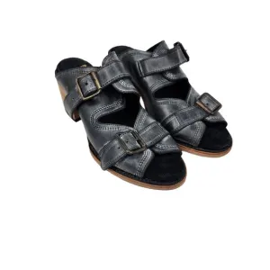 Freebird Slide on Chunky Heel Straps Boho Leather Cushioned Caprice Shoes Size 8