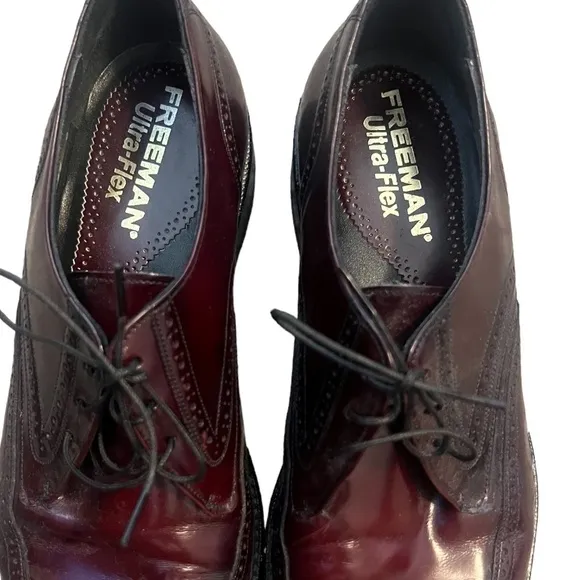 Freeman Ultra-Flex Hendrix Wingtip Leather Oxford Men’s Burgundy Size 9