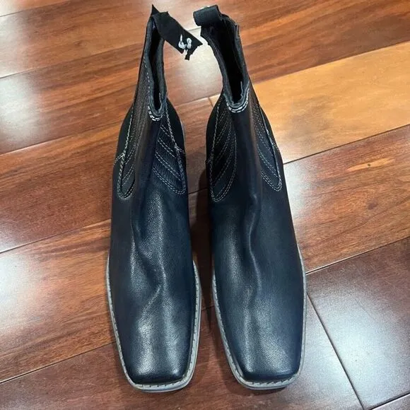 Free People Landry Square Toe Western Boots Leather Size 39 NEW