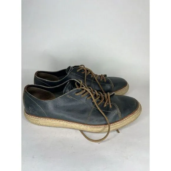 Frye Black Leather Casual Brown Lace Low Top Sneakers Shoes Men’s Sz 10M US/44EU