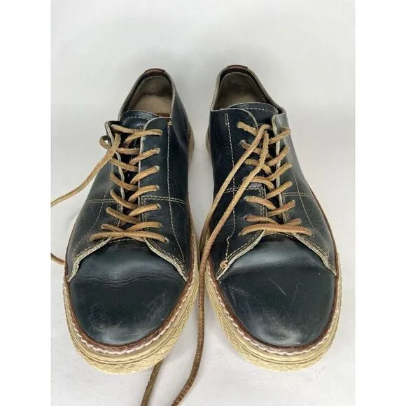Frye Black Leather Casual Brown Lace Low Top Sneakers Shoes Men’s Sz 10M US/44EU