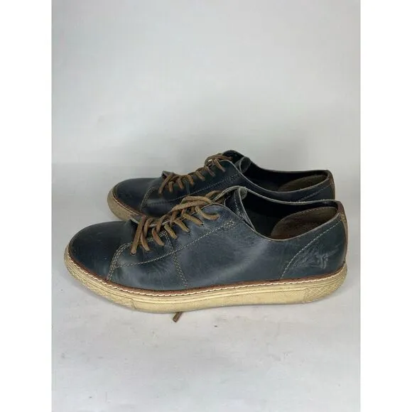 Frye Black Leather Casual Brown Lace Low Top Sneakers Shoes Men’s Sz 10M US/44EU