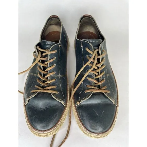 Frye Black Leather Casual Brown Lace Low Top Sneakers Shoes Men’s Sz 10M US/44EU