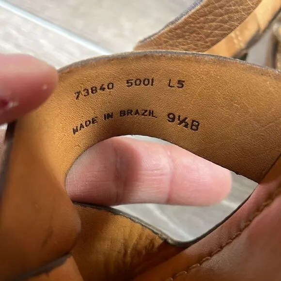 Frye Boots American Original Tan Leather Women’s Sz 9.5B Wrap Around Strap Heels