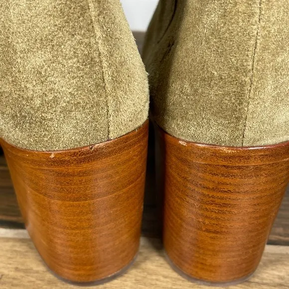 Frye Danica Women's Size 8.5 Shoes Sand Italian Suede Peep Toe Zip Booties