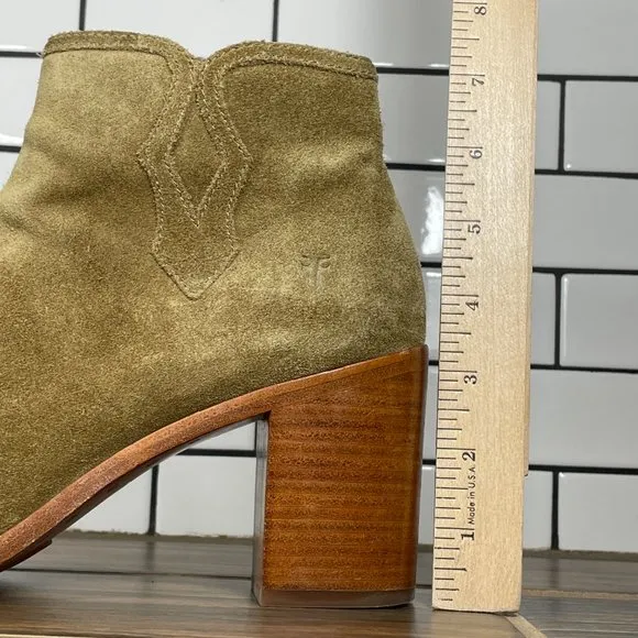 Frye Danica Women's Size 8.5 Shoes Sand Italian Suede Peep Toe Zip Booties