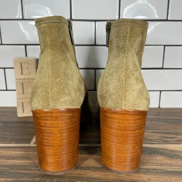 Frye Danica Women's Size 8.5 Shoes Sand Italian Suede Peep Toe Zip Booties