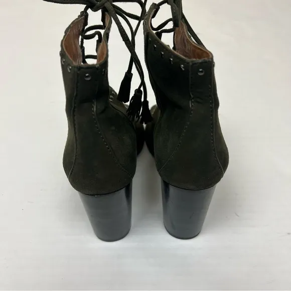 Frye Gabby Ghillie Stud Peep-toe Booties Sandals 7.5 Green