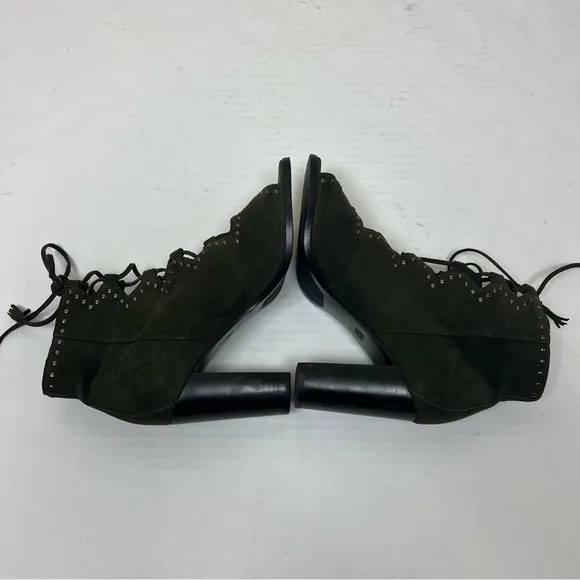 Frye Gabby Ghillie Stud Peep-toe Booties Sandals 7.5 Green