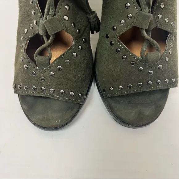 Frye Gabby Ghillie Stud Peep-toe Booties Sandals 7.5 Green