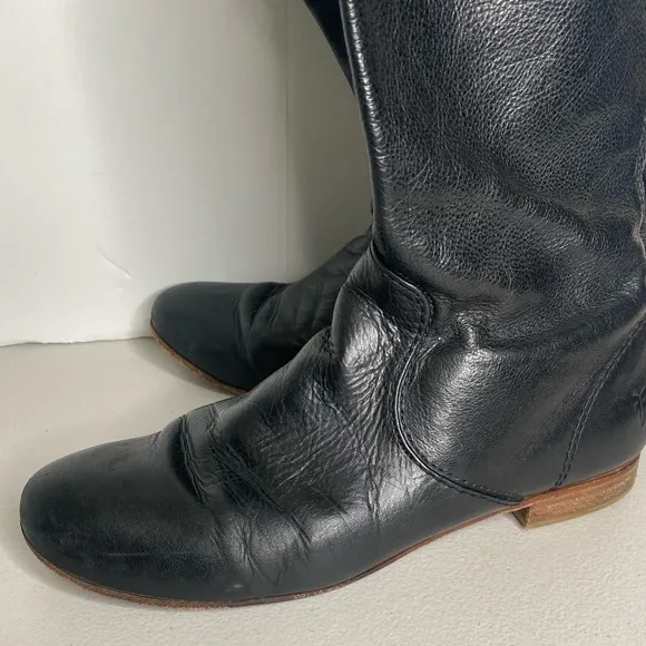 Frye Jillian Pull on Leather Boots Black Sz 7
