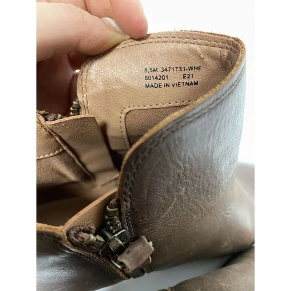 Frye Judith Zip Ankle Booties Womens Size 8.5M Wheat Brown Leather Western Shoes