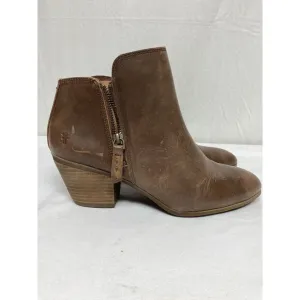 Frye Judith Zip Ankle Booties Womens Size 8.5M Wheat Brown Leather Western Shoes