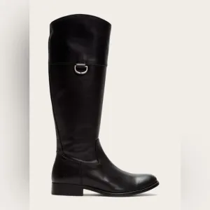 FRYE MELISSA D RING TALL BLACK LEATHER RIDING BOOT WOMEN 6