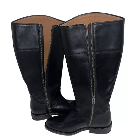 FRYE MELISSA D RING TALL BLACK LEATHER RIDING BOOT WOMEN 6