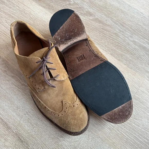 Frye men's paul wingtip oxford dress shoes lace up 12 suede brown