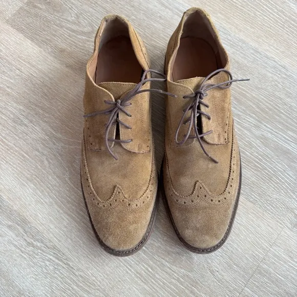 Frye men's paul wingtip oxford dress shoes lace up 12 suede brown