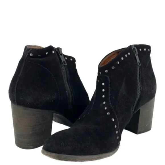 Frye Nora Black Stud Suede Western Boots Size 9.5