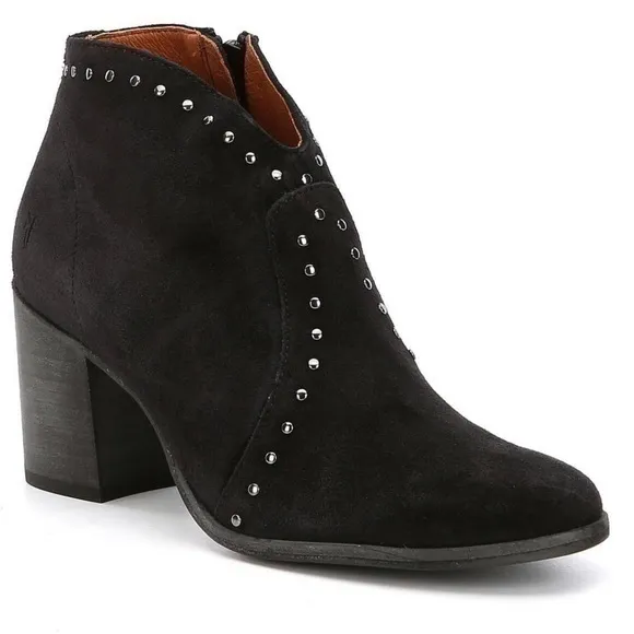 Frye Nora Black Stud Suede Western Boots Size 9.5