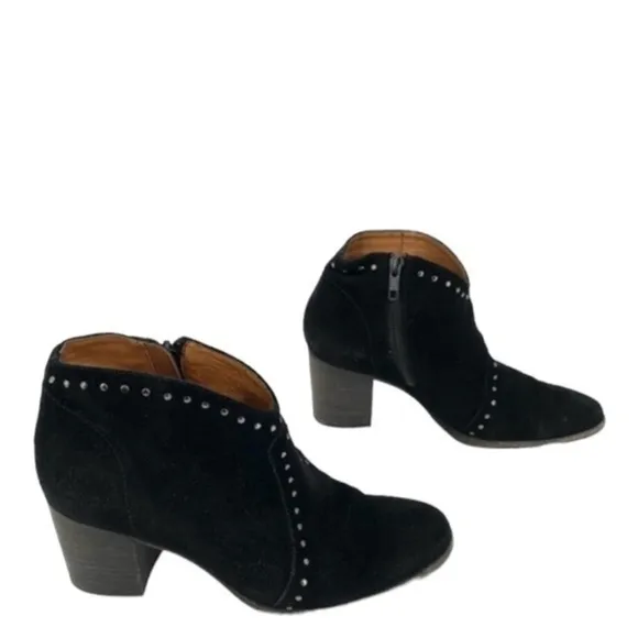 Frye Nora Black Stud Suede Western Boots Size 9.5