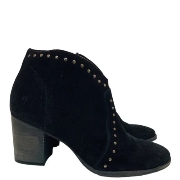 Frye Nora Black Stud Suede Western Boots Size 9.5