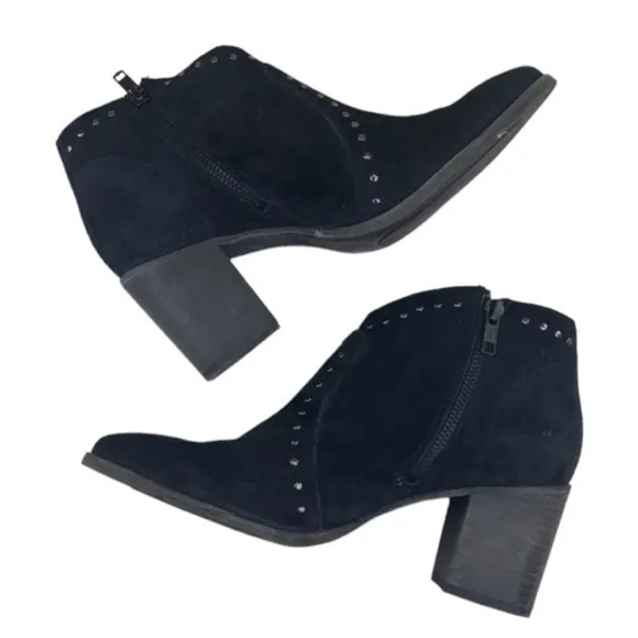 Frye Nora Black Stud Suede Western Boots Size 9.5