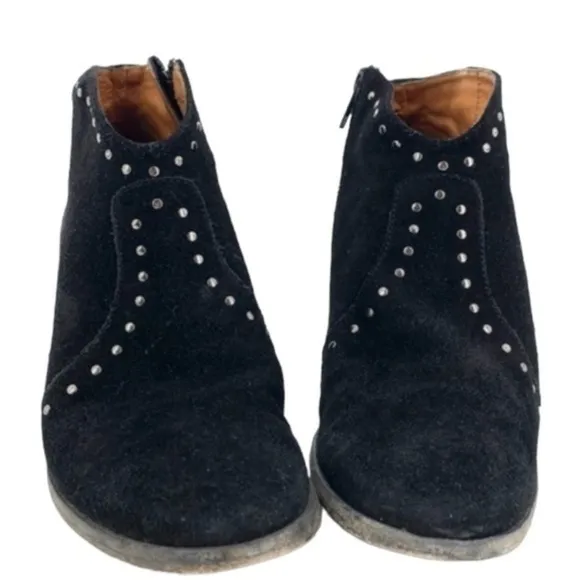 Frye Nora Black Stud Suede Western Boots Size 9.5