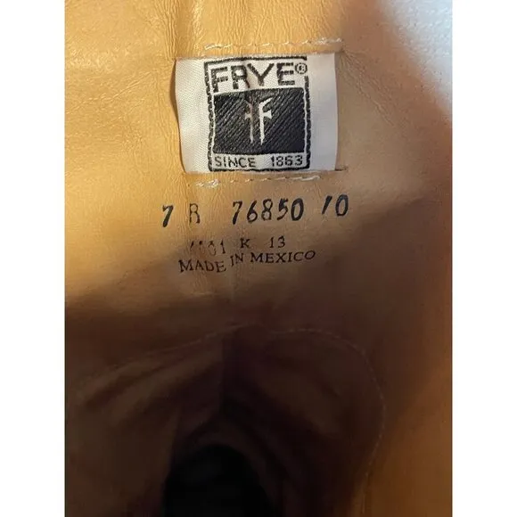 Frye Phillip Harness Tall Brown Soft Leather Low Heel Back Zip Boots Sz 7