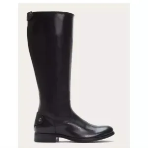 Frye Solid Black Leather Button Back Zip Knee High Melissa Boots Womens 5.5