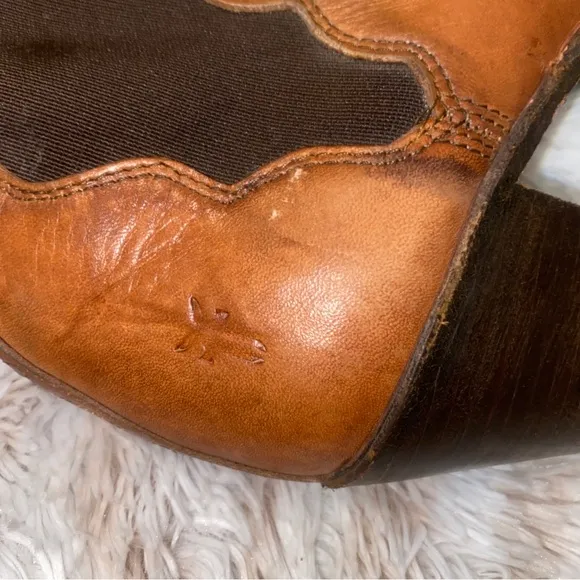 Frye Tan Chelsea Boots with Elastic Panels