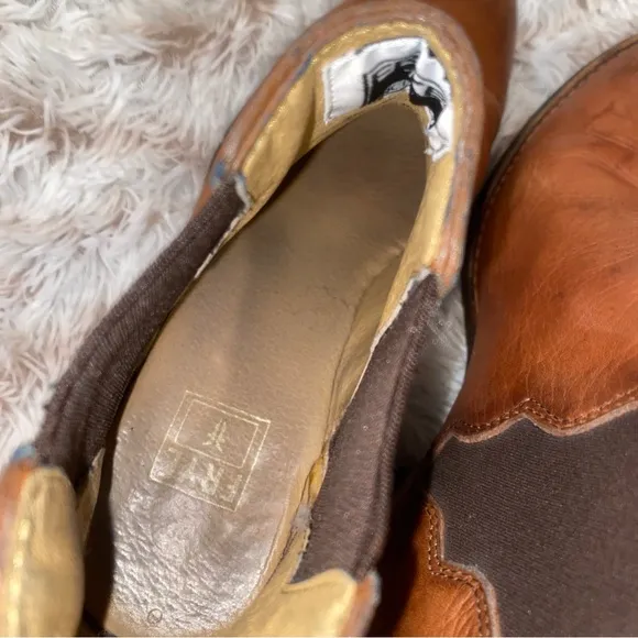 Frye Tan Chelsea Boots with Elastic Panels