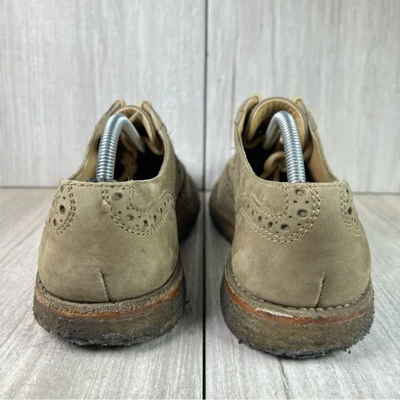 Frye Tan Olive Leather Brogue Wingtip Derby Oxford Dress Shoes Size 10 D