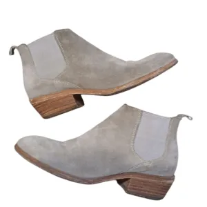 Frye Tan Suede Ankle Boots Block Heel Booties Size 7