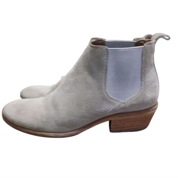 Frye Tan Suede Ankle Boots Block Heel Booties Size 7