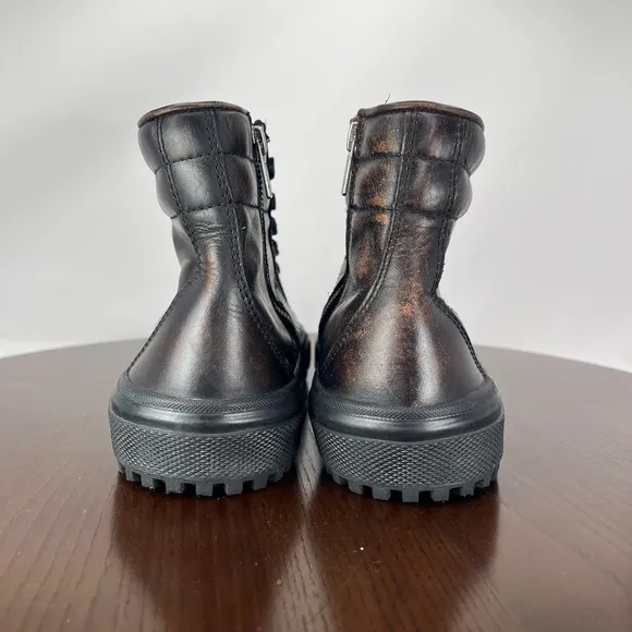 Frye Varick Shoes Men's 8 Brown Leather High Top Side Zip Sneakers  3480246 BLK
