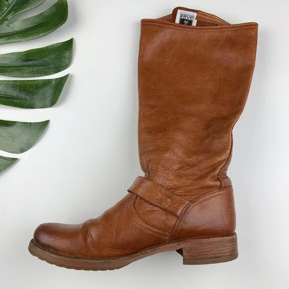 Frye Veronica Slouch Boots Tall Tan Leather Women’s 10