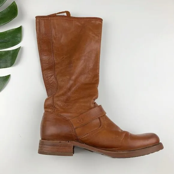 Frye Veronica Slouch Boots Tall Tan Leather Women’s 10