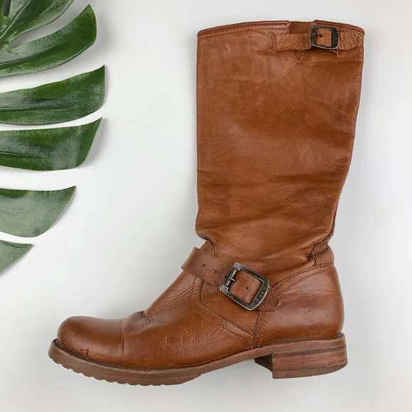 Frye Veronica Slouch Boots Tall Tan Leather Women’s 10