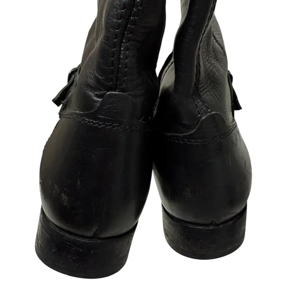 FRYE Women's Boots Lindsay Spur 76985 Tall Riding Harness Black Leather SZ 7.5B